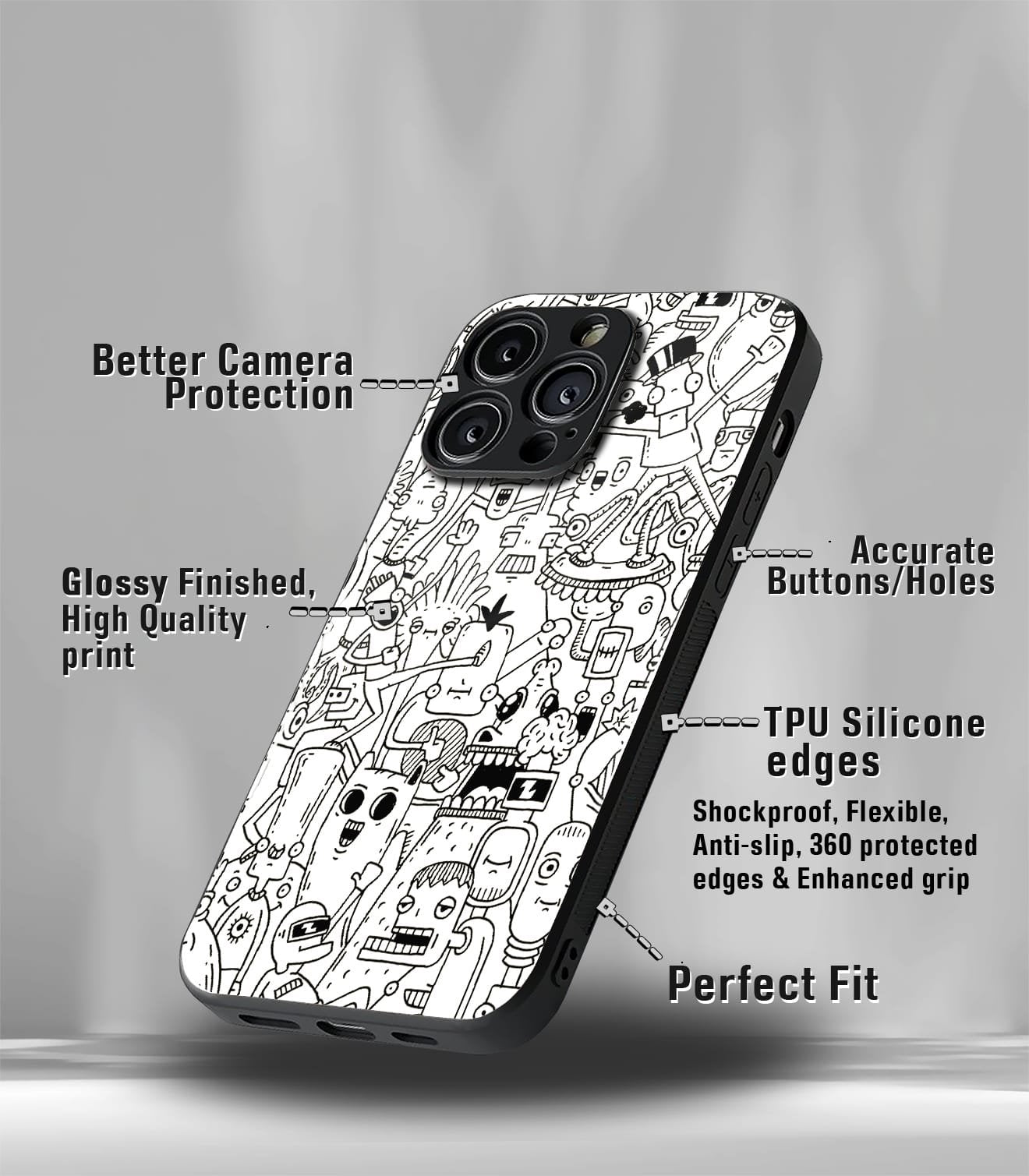 doodle art premium glossy phone case