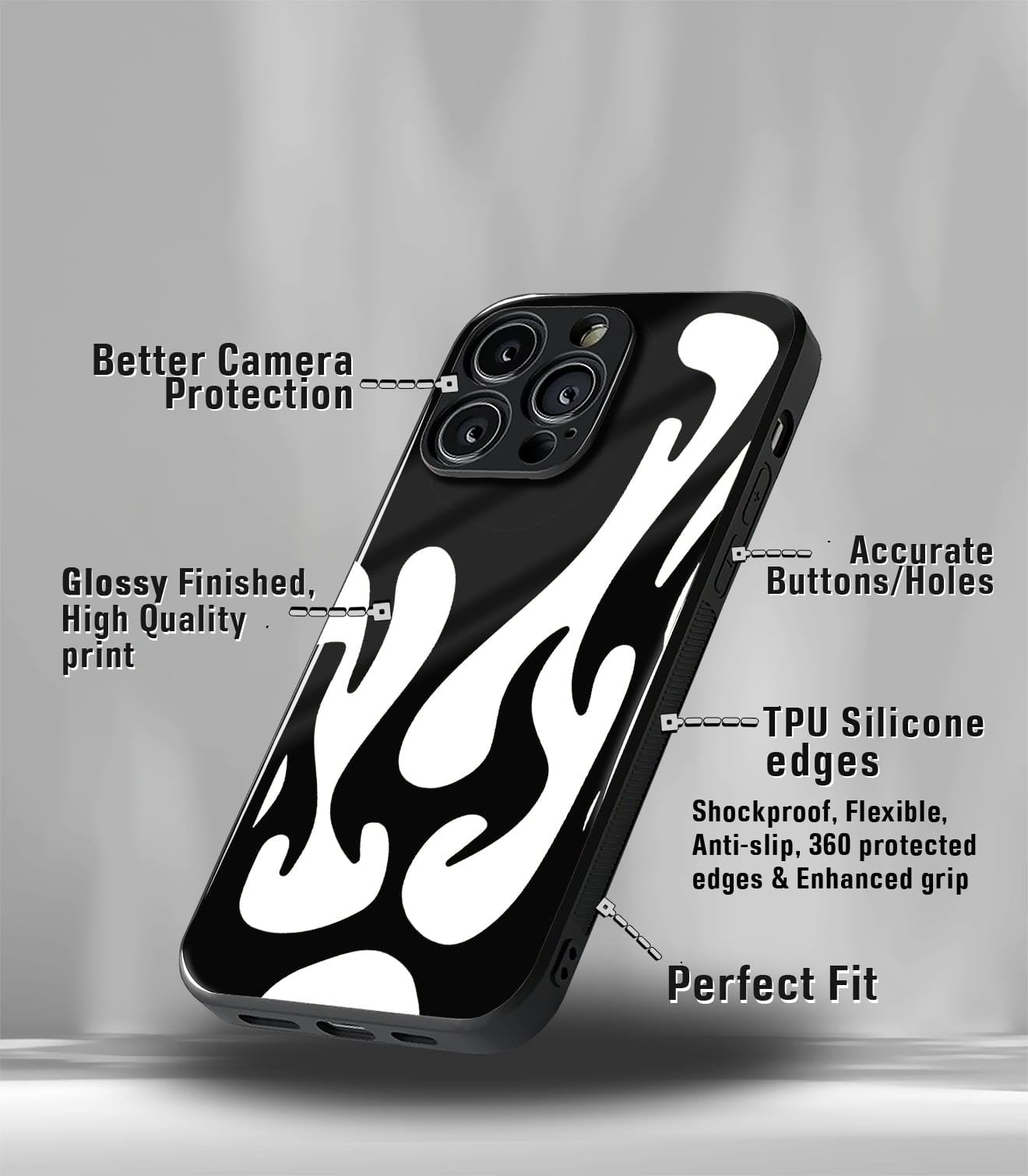 lion face patternic premium glossy phone case