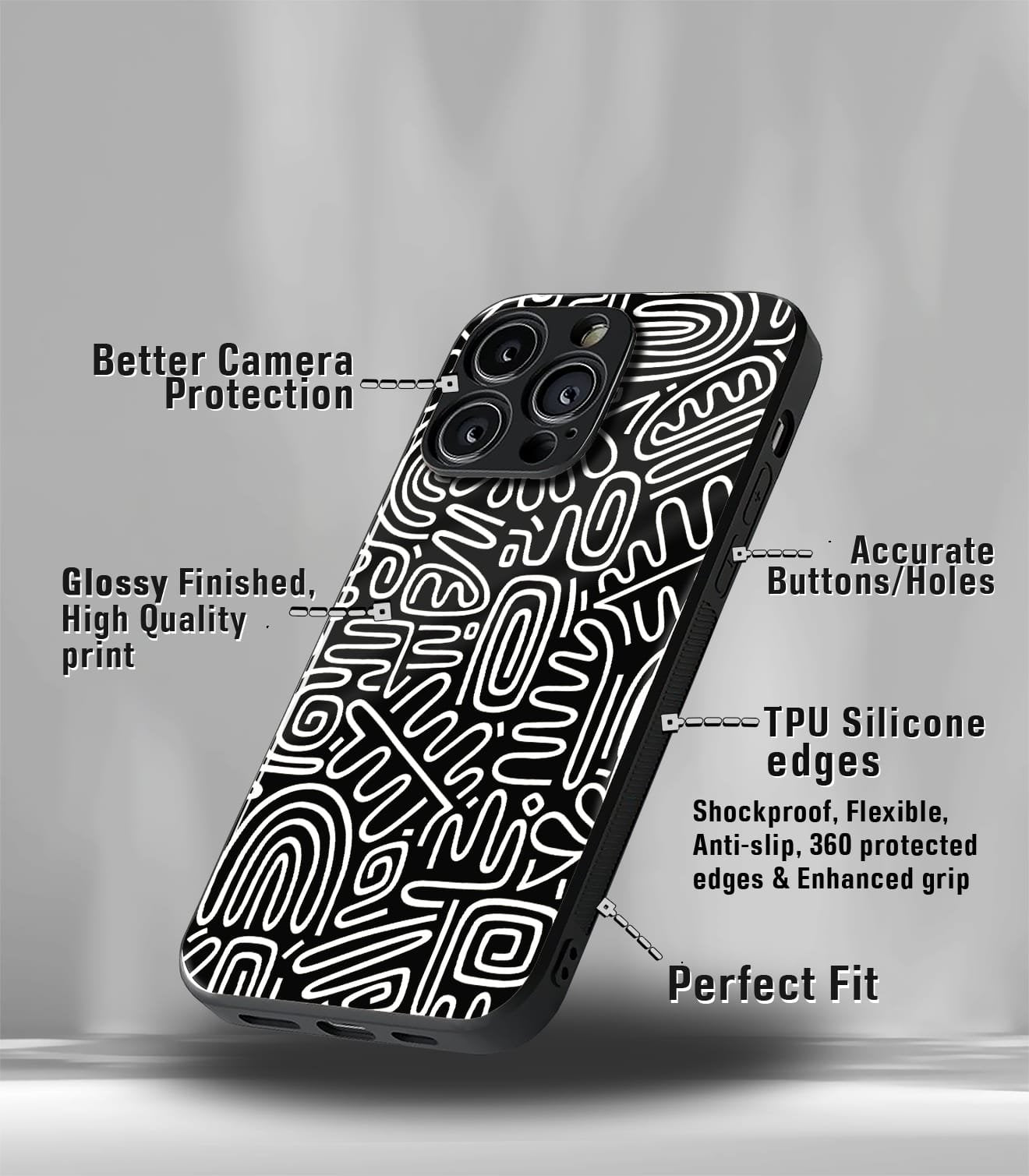 abstract & quirky pattern premium glossy phone case