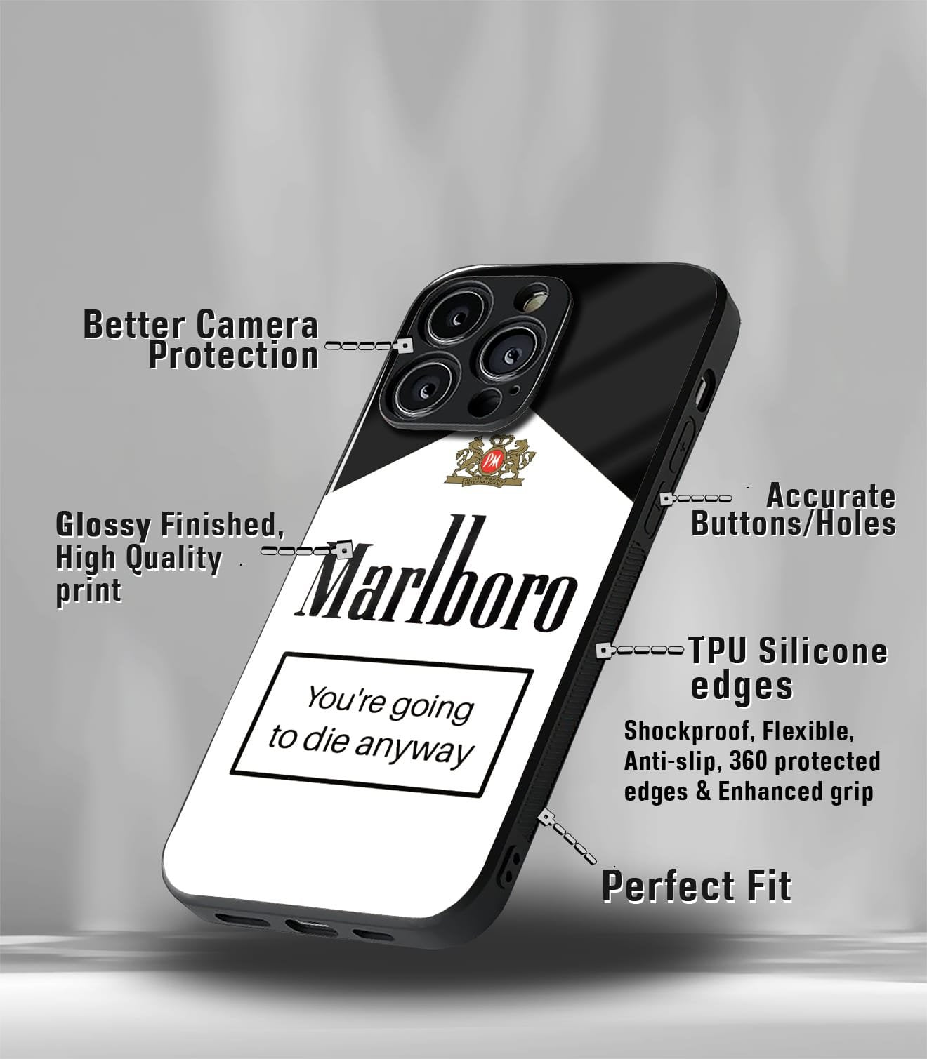 marlboro premium glossy phone case compatible for all phone models!