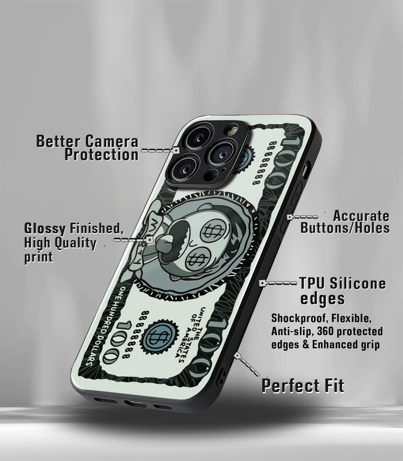 dollar premium glossy phone case compatible for all phone models!