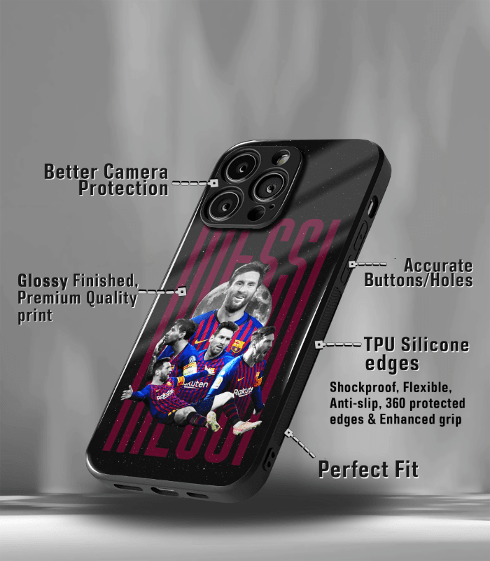 lionel messi goat edition premium glossy phone case.