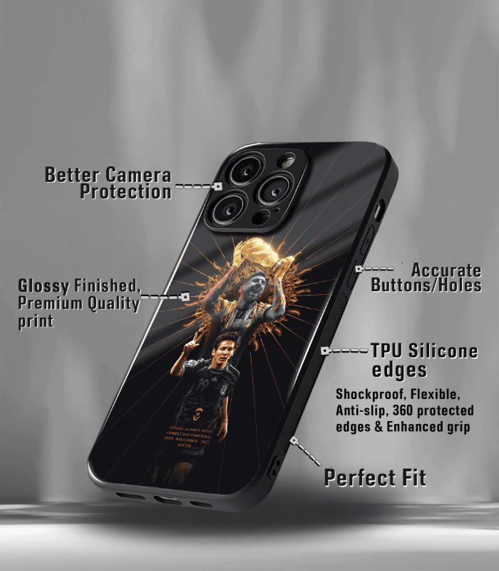 lionel messi goat edition premium glossy phone case.