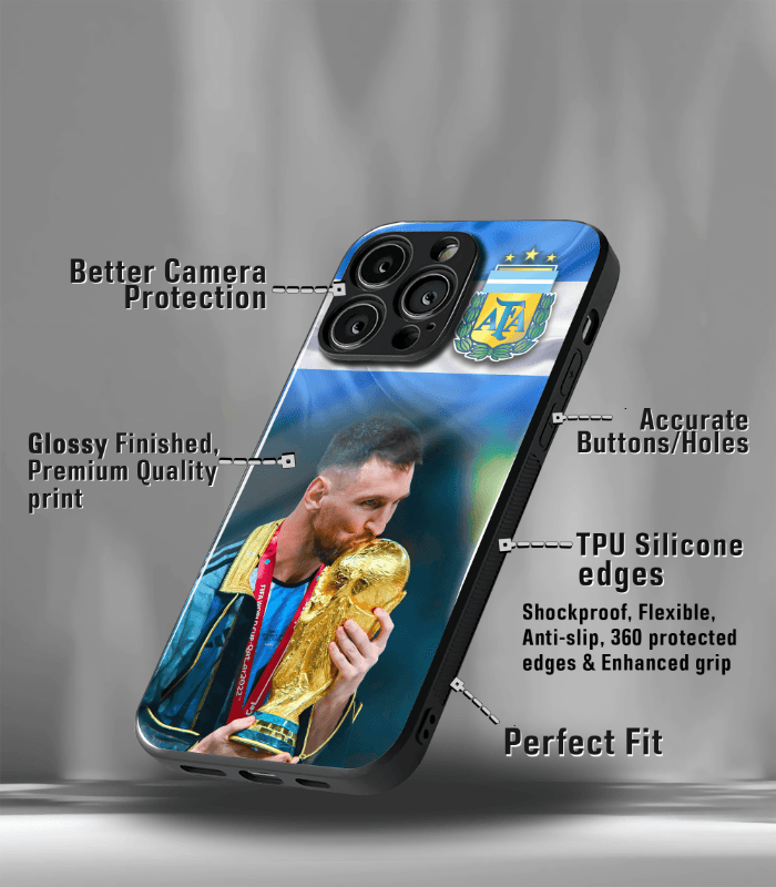 lionel messi goat edition premium glossy phone case.