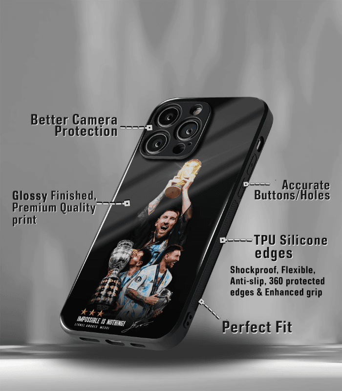 lionel messi goat edition premium glossy phone case.