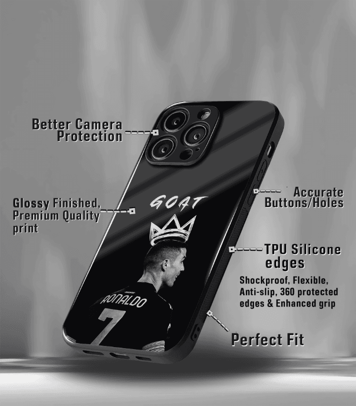 cristiano ronaldo goat cr7 edition premium glossy phone case.