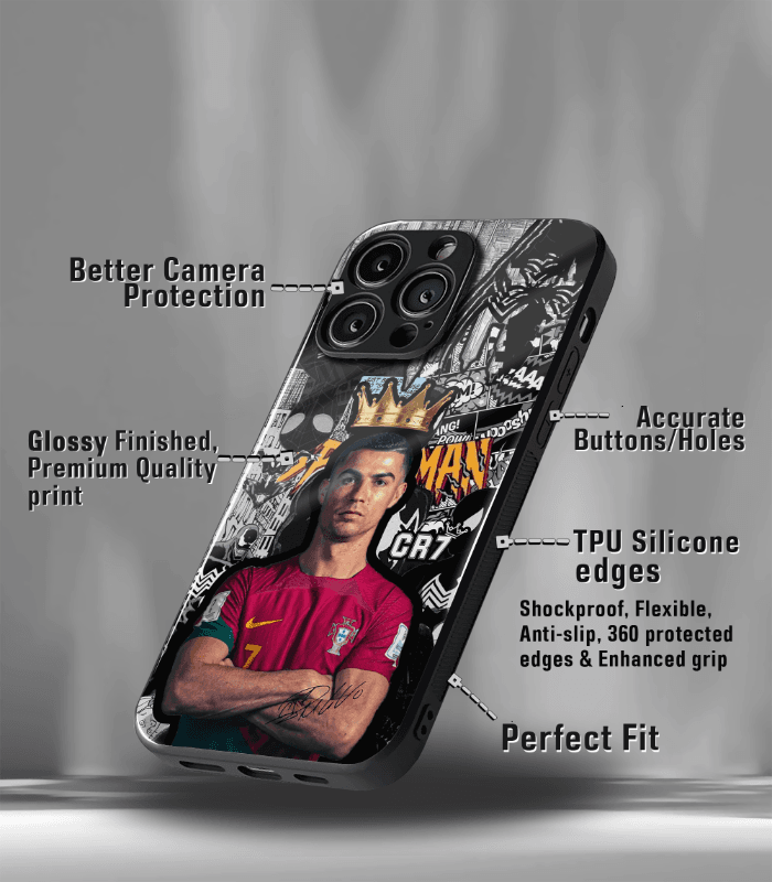 cristiano ronaldo goat cr7 edition premium glossy phone case.
