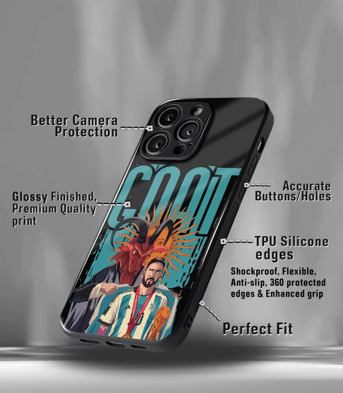 lionel messi alien goat edition premium glossy phone case.