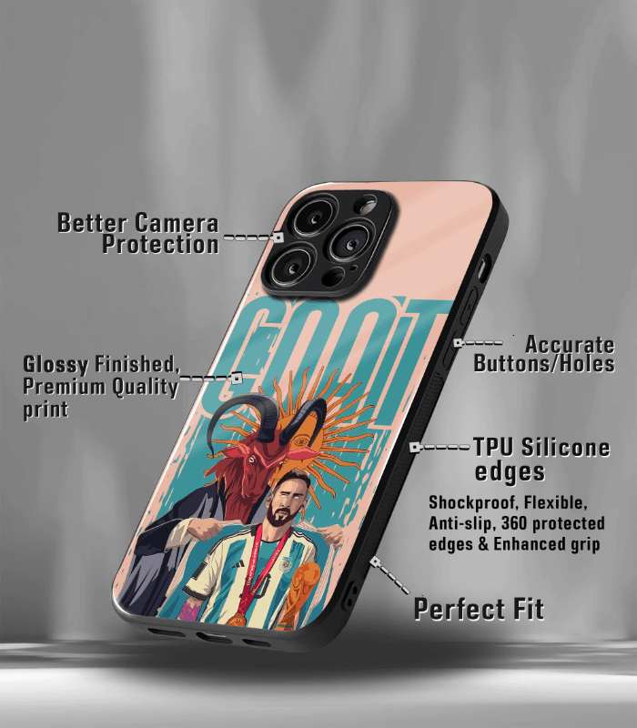 lionel messi goat edition premium glossy phone case.
