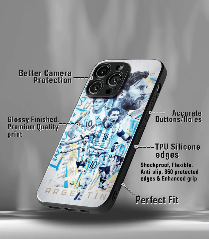 lionel messi goat edition premium glossy phone case.