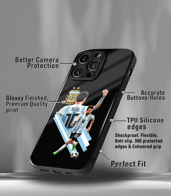 lionel messi goat edition premium glossy phone case.