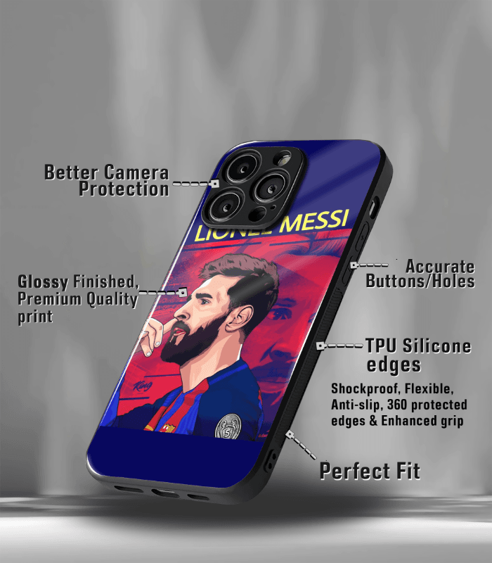 lionel messi goat edition premium glossy phone case.