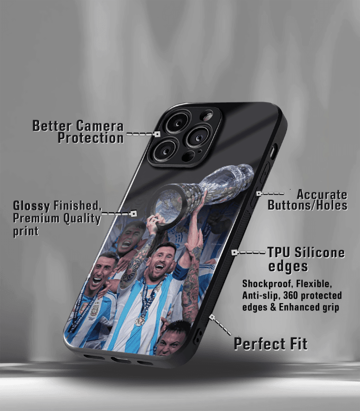 lionel messi goat edition premium glossy phone case.