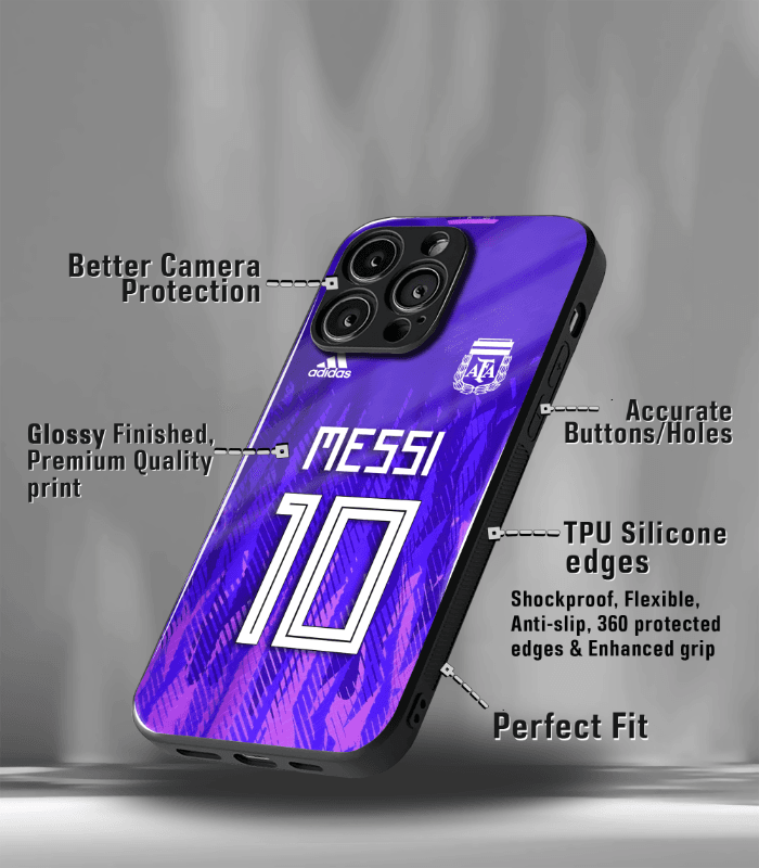 lionel messi goat edition premium glossy phone case.