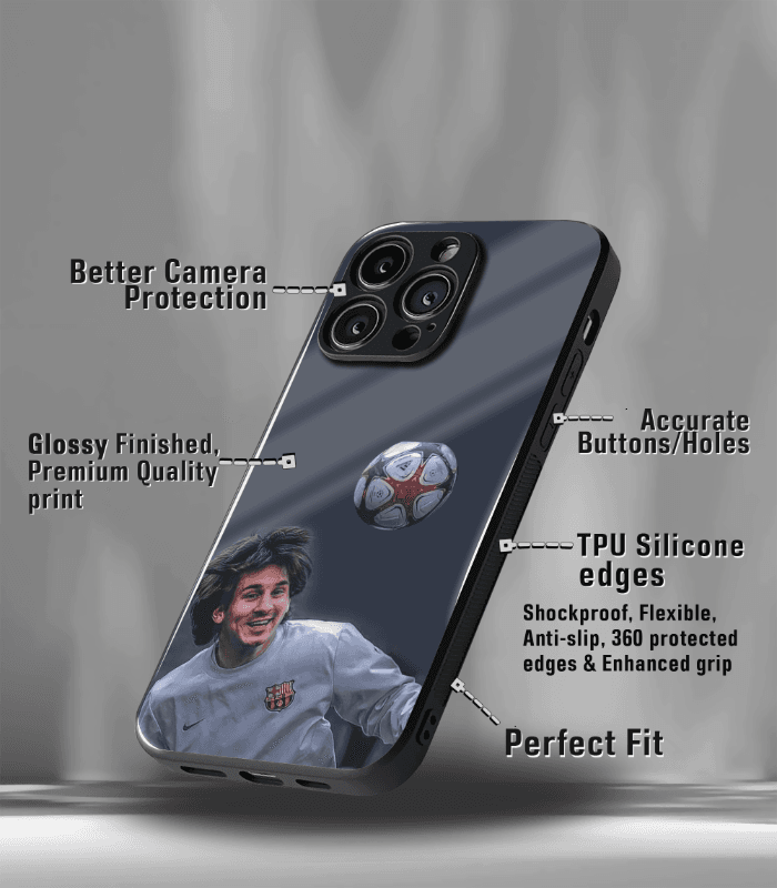 lionel messi goat edition premium glossy phone case.