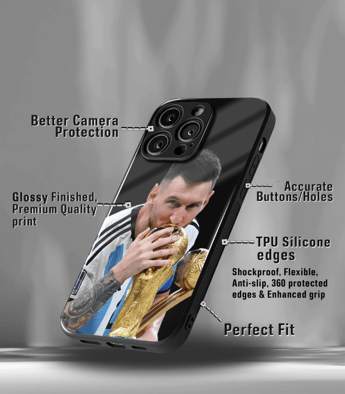 lionel messi goat edition premium glossy phone case.