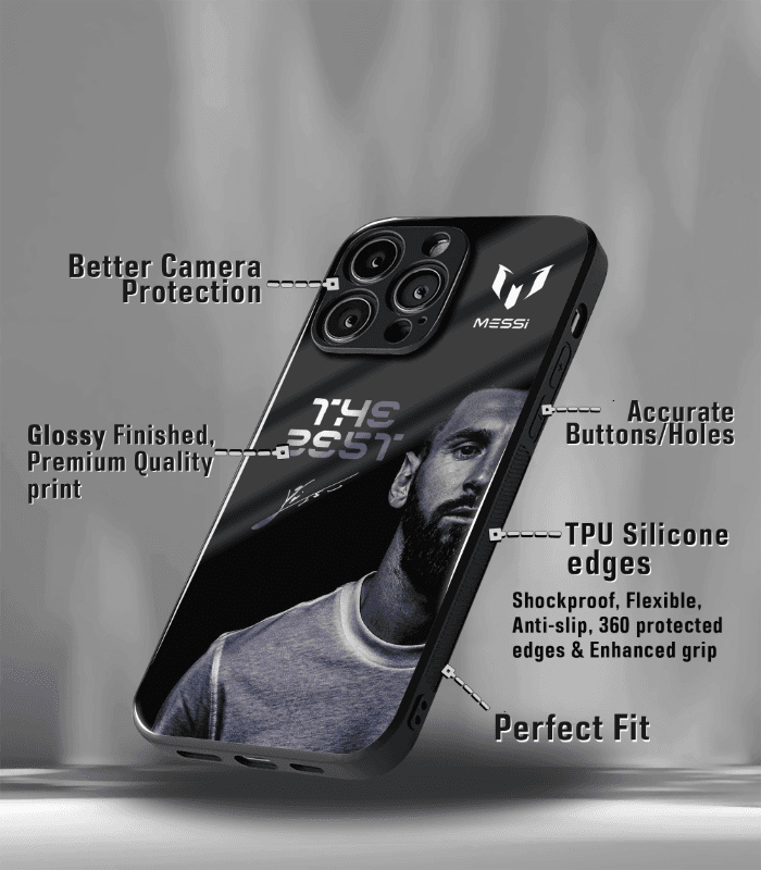 lionel messi goat edition premium glossy phone case.