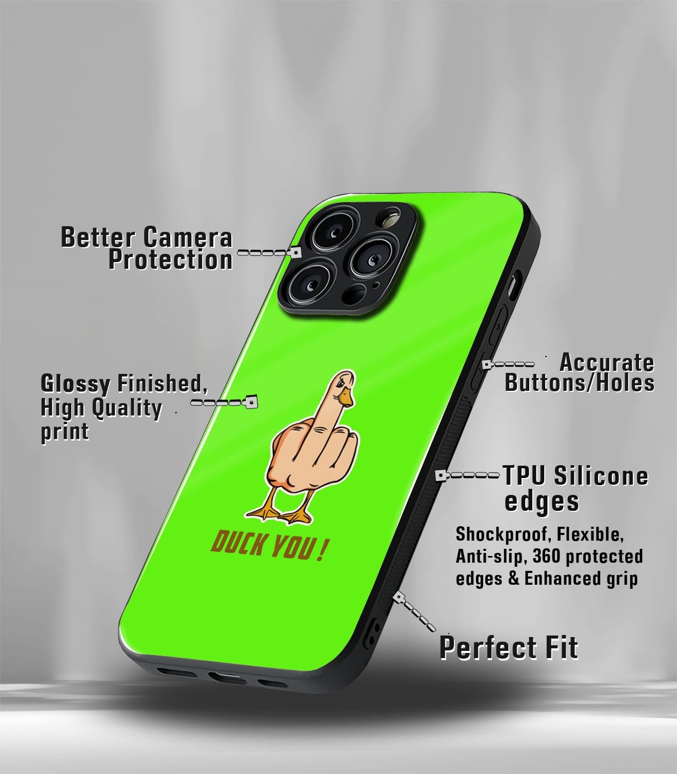 duck you psych green trippy premium glossy case