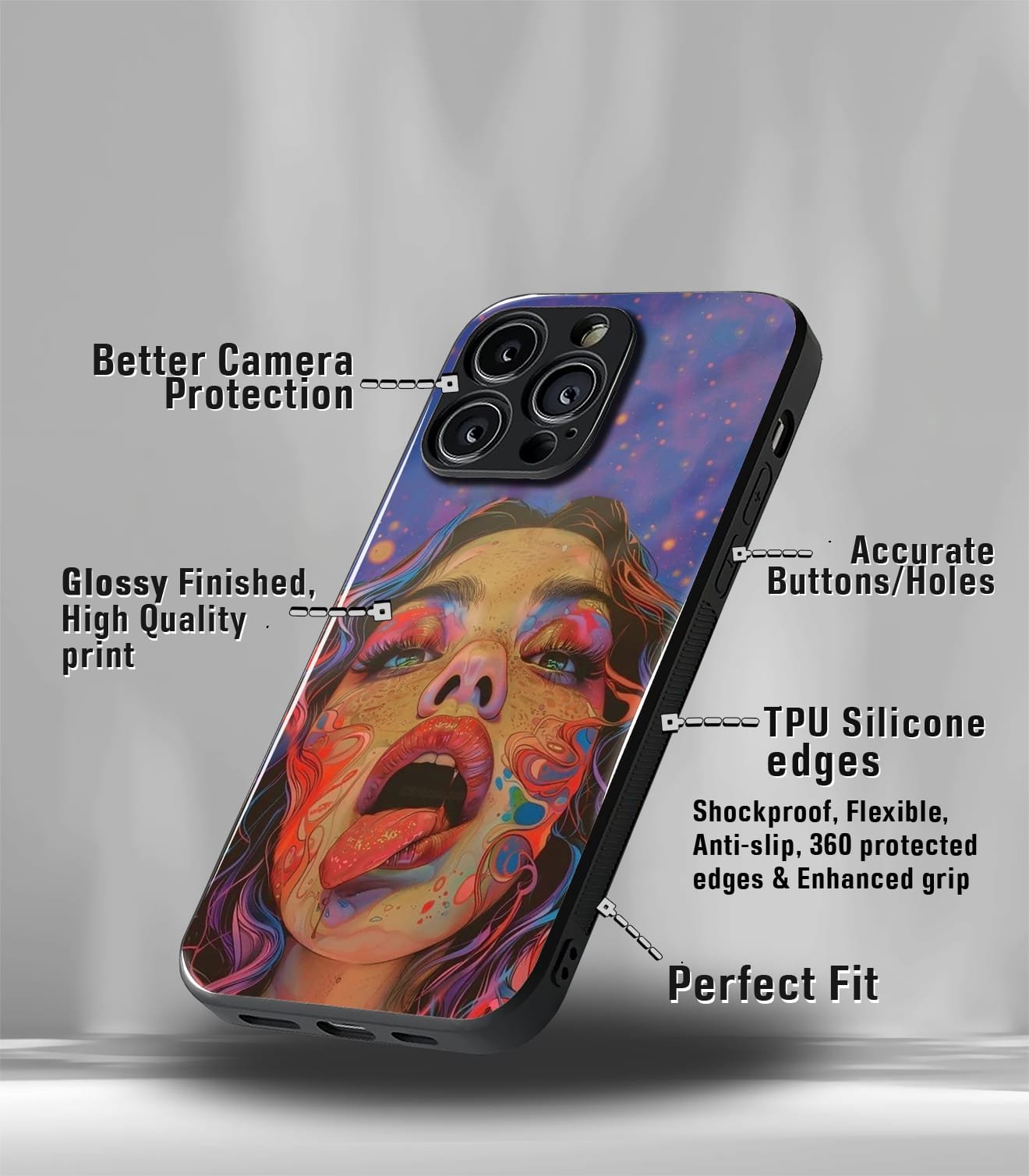 stone face psych trippy premium glossy case