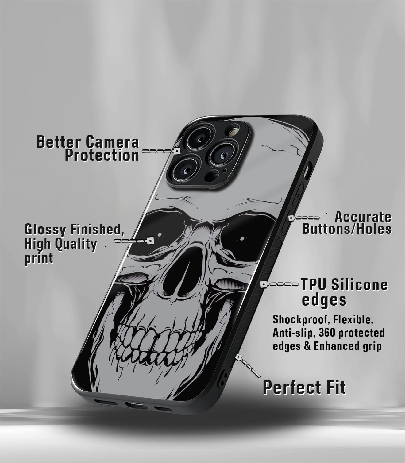 skull face psych trippy premium glossy case