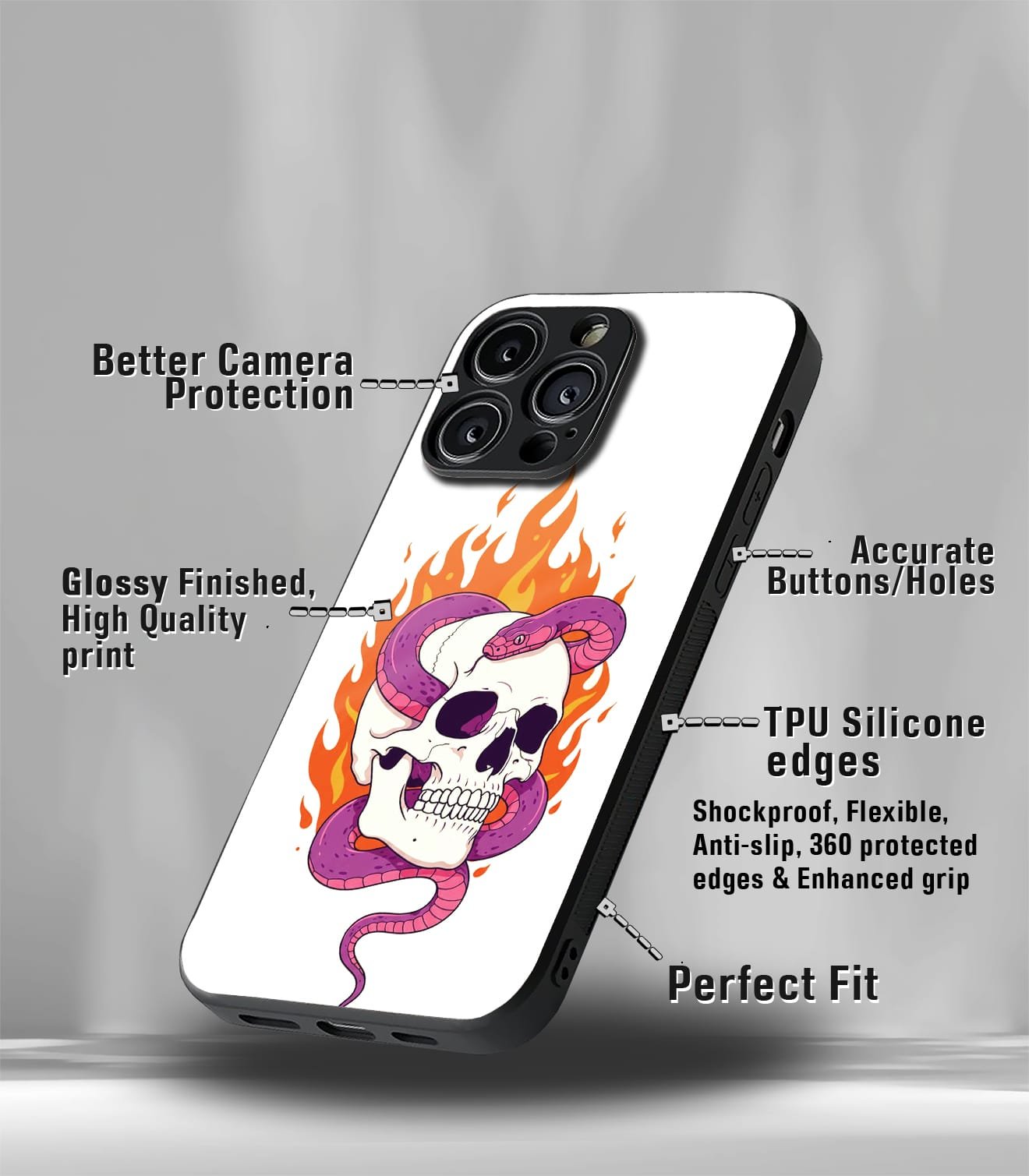 skull psych trippy premium glossy case