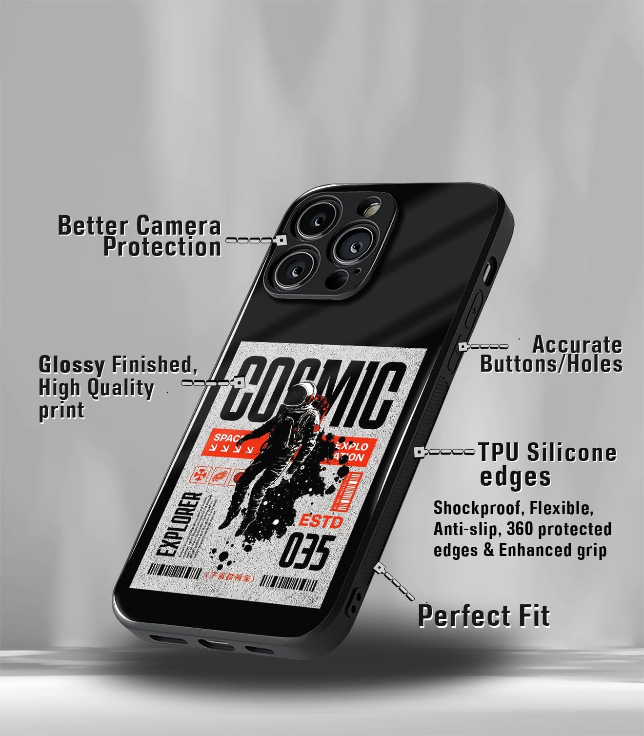 cosmic astronaut psych trippy premium glossy case
