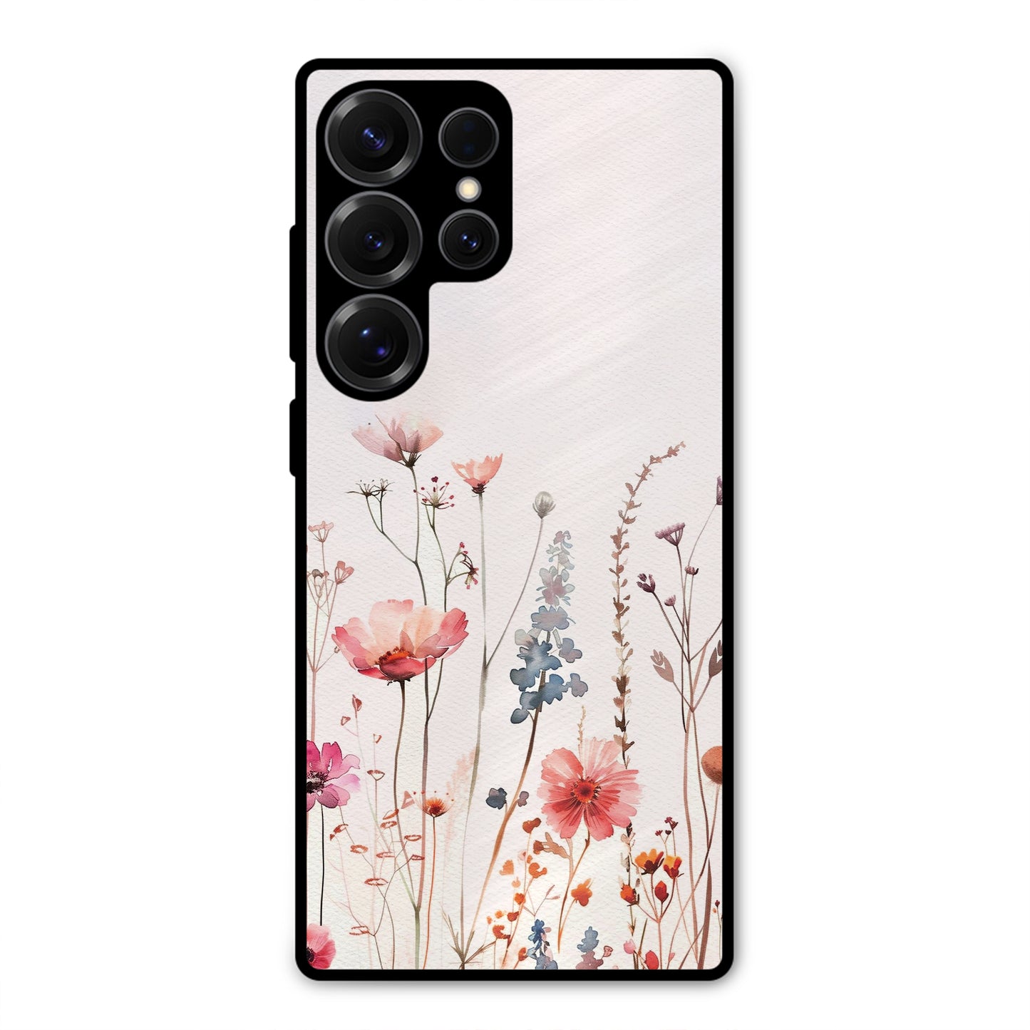 PINK PASTEL FLORAL PRINT AESTHETIC PREMIUM GLOSSY PHONECASE SAMSUNG S25 ULTRA
