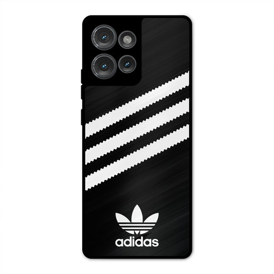 ADIDAS BLACK WHITE STRIPE WAVES METAL COVER FOR MOTOROLA EDGE 50