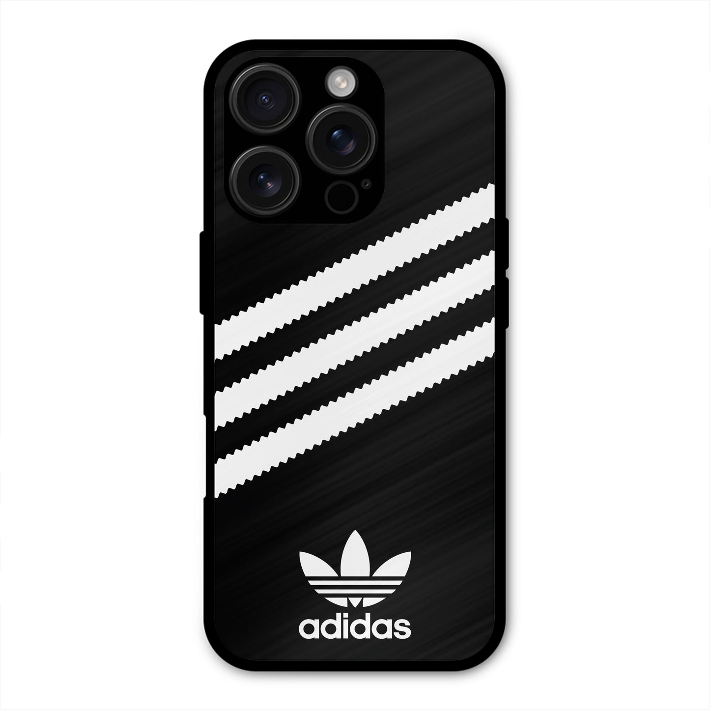 ADIDAS BLACK WHITE STRIPE WAVES METAL COVER FOR IPHONE 16 PRO