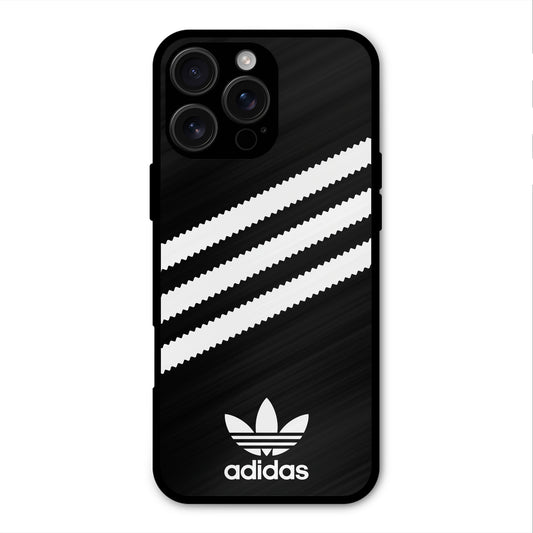 ADIDAS BLACK WHITE STRIPE WAVES METAL COVER FOR IPHONE 16 PRO MAX