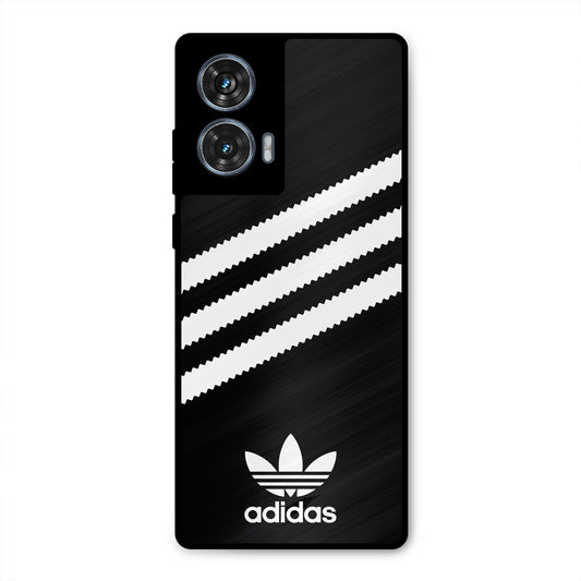 ADIDAS BLACK WHITE STRIPE WAVES METAL COVER FOR MOTOROLA EDGE 50 FUSION