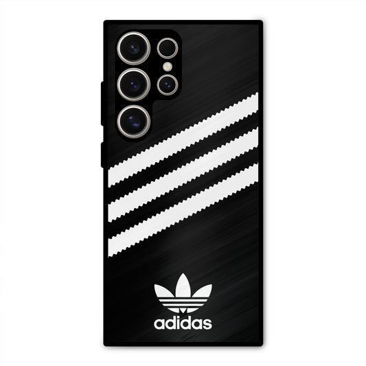 ADIDAS BLACK WHITE STRIPE WAVES METAL COVER FOR SAMSUNG S24 ULTRA