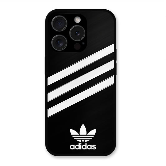 ADIDAS BLACK WHITE STRIPEWAVES NEW METAL COVER FOR IPHONE 15 PRO