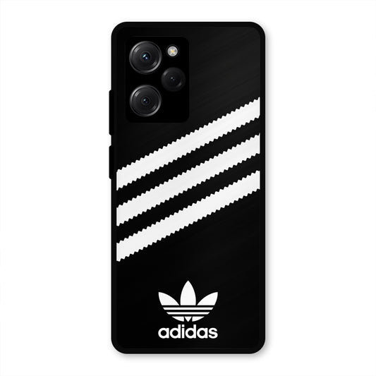 ADIDAS BLACK WHITE STRIPEWAVES PREMIUM GLOSSY PHONECASE FOR POCO X5 PRO 5G