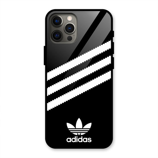 ADIDAS BLACK WHITE STRIPEWAVES PREMIUM GLOSSY PHONECASE FOR IPHONE 12 PRO MAX