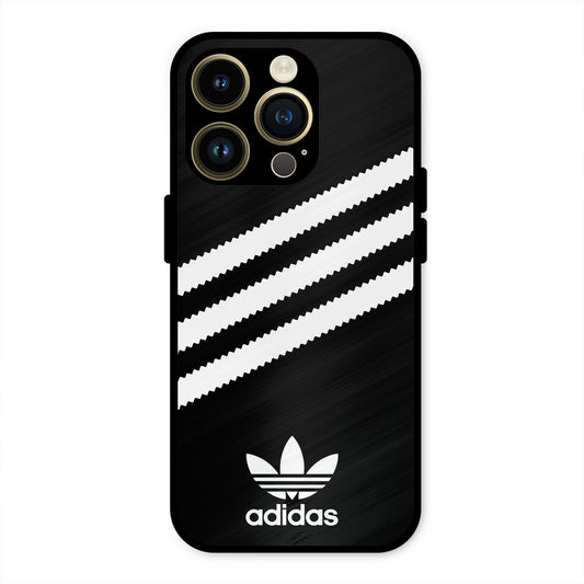 ADIDAS BLACK WHITE STRIPEWAVES NEW METAL COVER FOR IPHONE 14 PRO