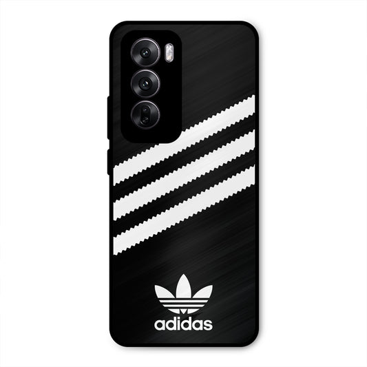 ADIDAS BLACK WHITE STRIPE WAVES PREMIUM GLOSSY PHONECASE FOR OPPO RENO 12