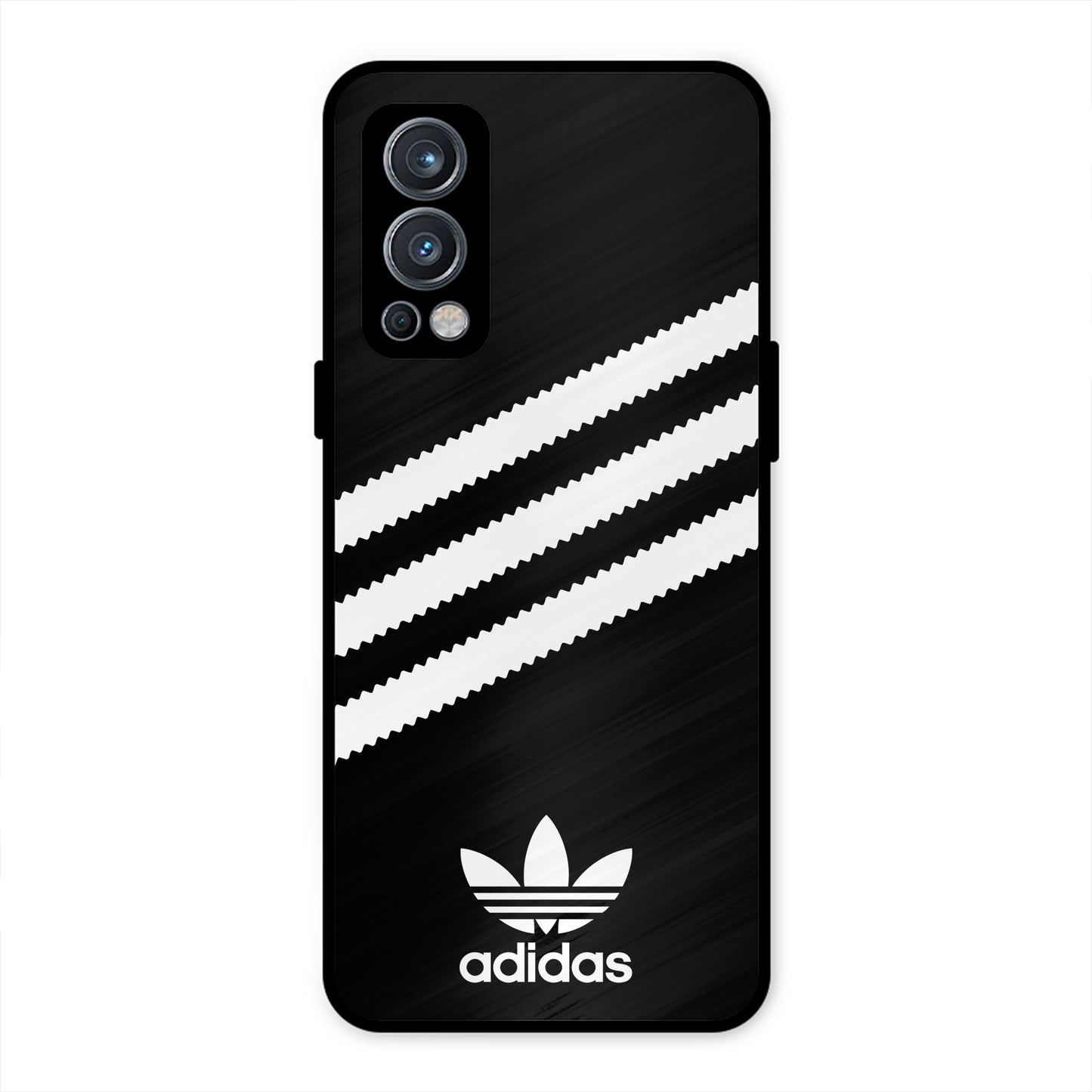 ADIDAS BLACK WHITE STRIPE WAVES PREMIUM GLOSSY PHONECASE FOR ONEPLUS NORD 2