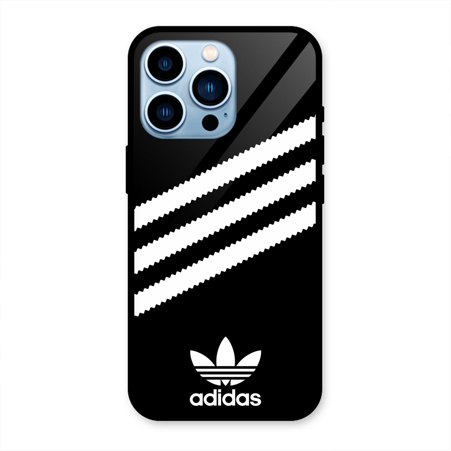 ADIDAS BLACK WHITE STRIPEWAVES PREMIUM GLOSSY PHONECASE FOR IPHONE 13 PRO