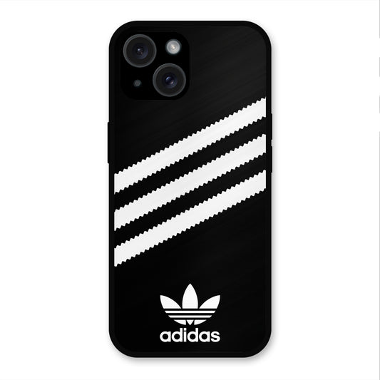 ADIDAS BLACK WHITE STRIPEWAVES NEW METAL COVER FOR IPHONE 15