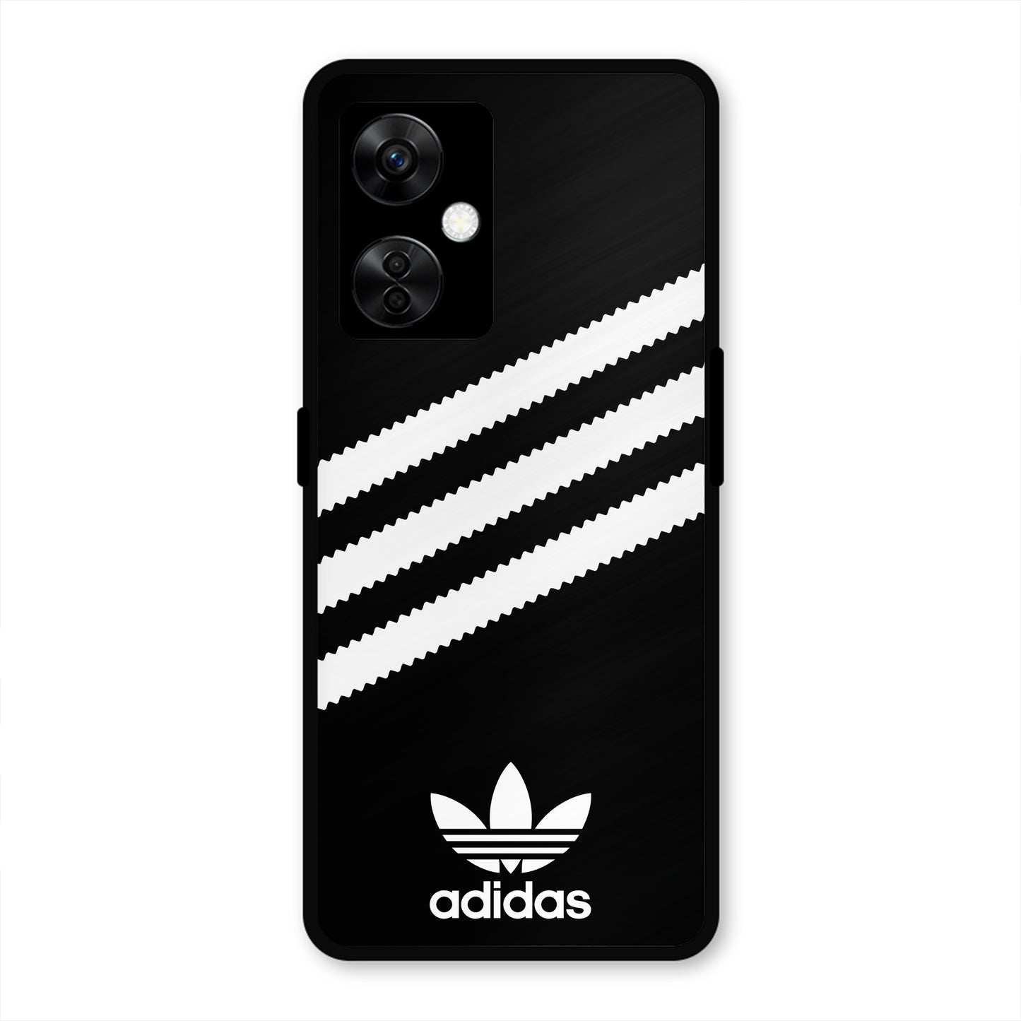 ADIDAS BLACK WHITE STRIPE WAVES PREMIUM GLOSSY PHONECASE FOR ONEPLUS NORD CE3 LITE