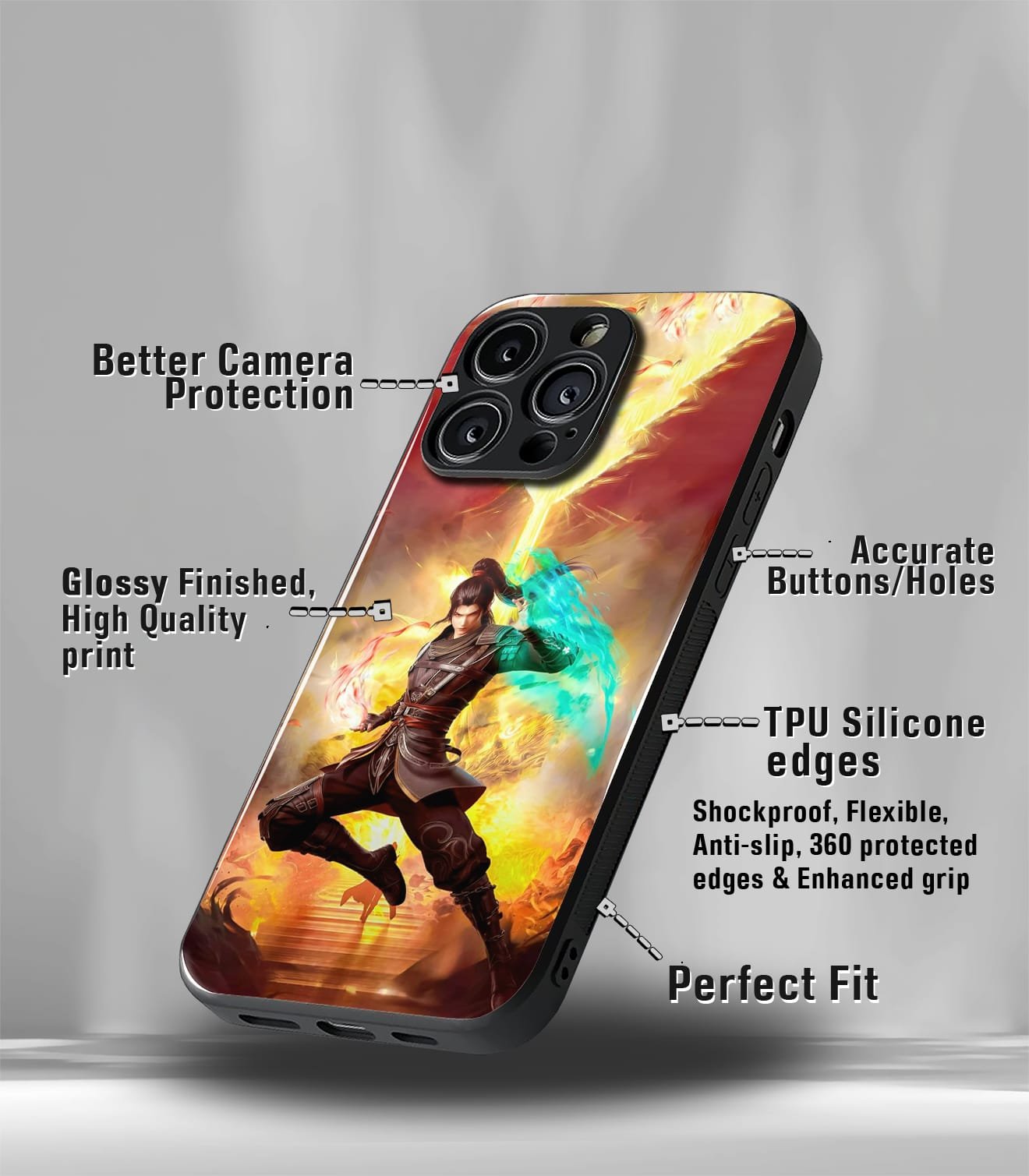 anime printed premium glossy phone case compatible for all phone models