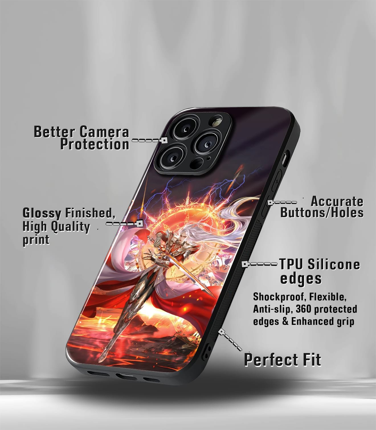 anime printed premium glossy phone case compatible for all phone models