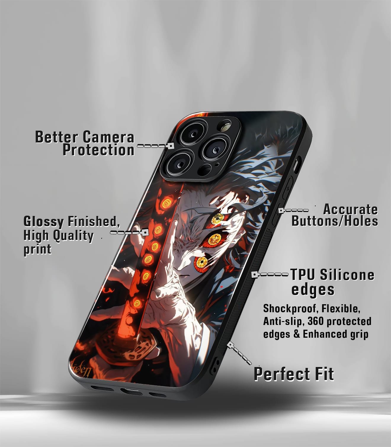 anime printed premium glossy phone case compatible for all phone models