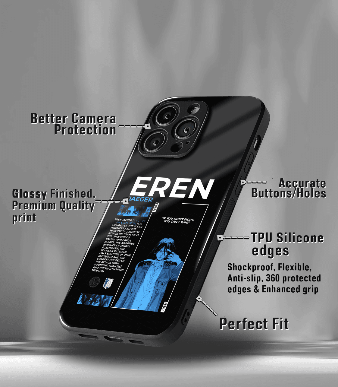 anime printed premium glossy phone case compatible for all phone models