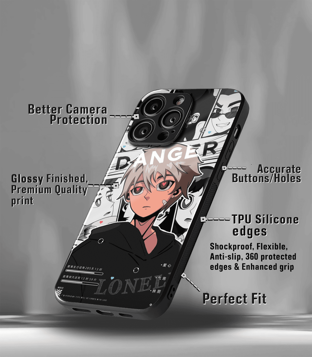 anime printed premium glossy phone case compatible for all phone models