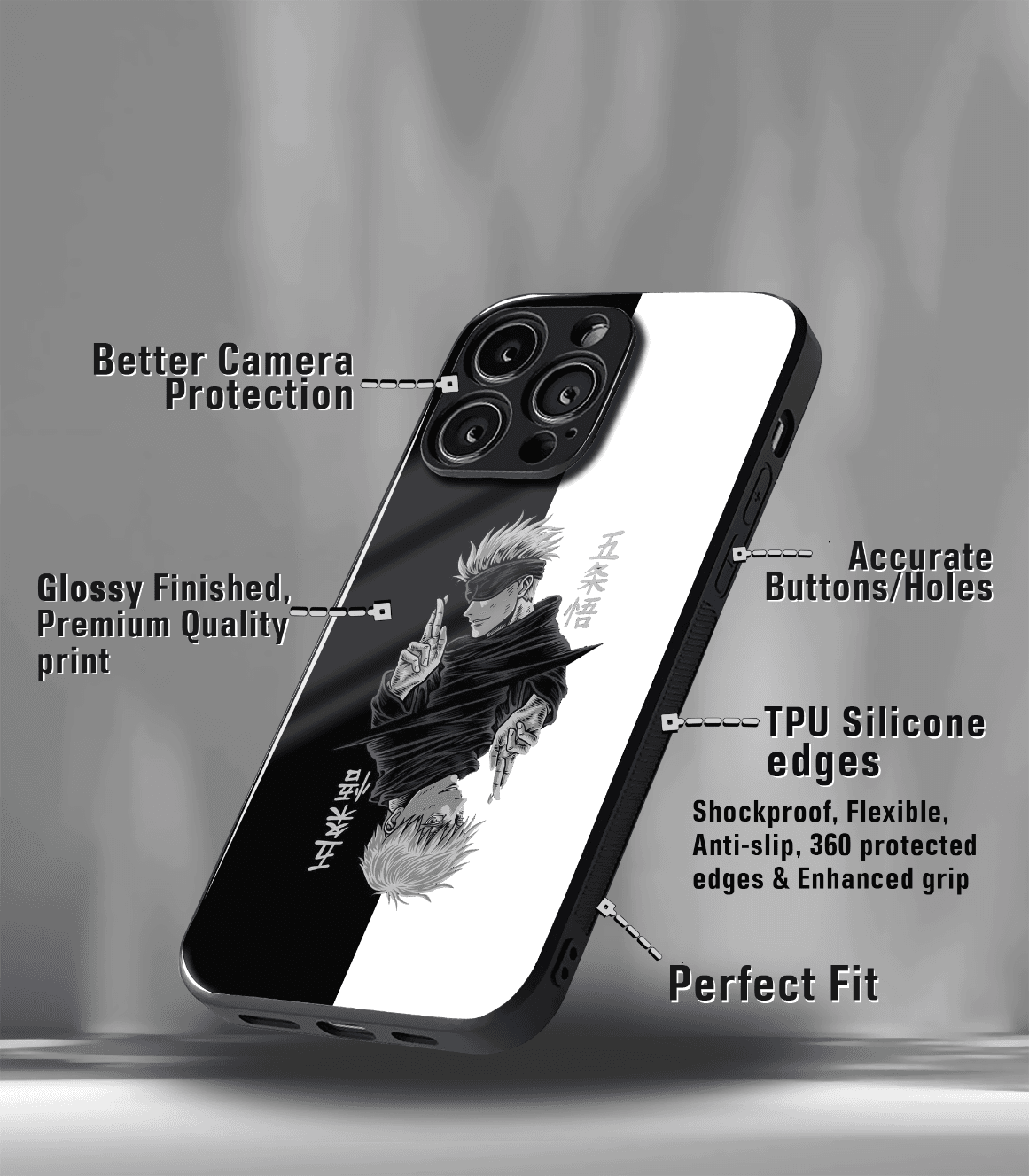 anime printed premium glossy phone case compatible for all phone models