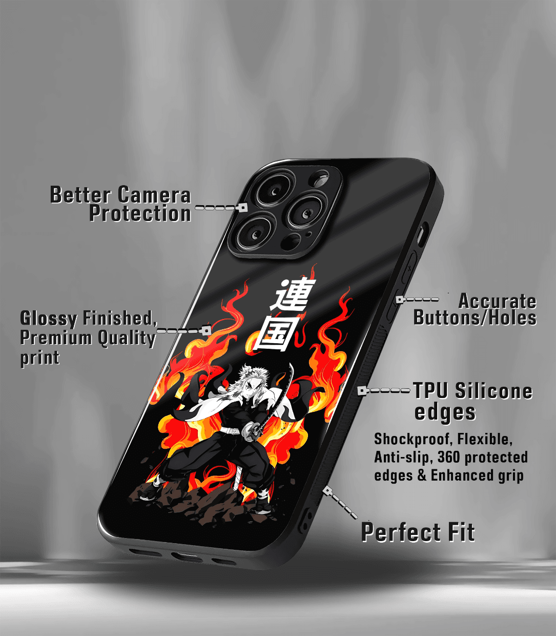 anime printed premium glossy phone case compatible for all phone models