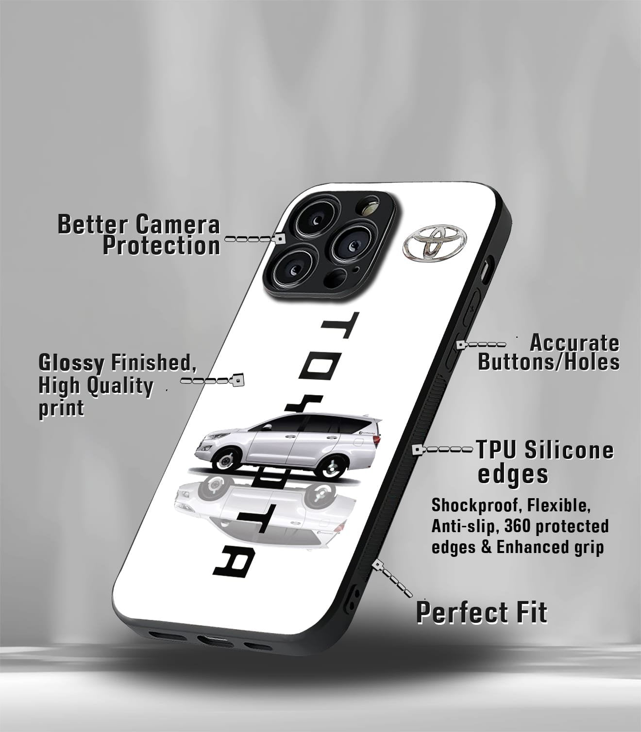 toyota premium glossy phone case compatible for every phone models.