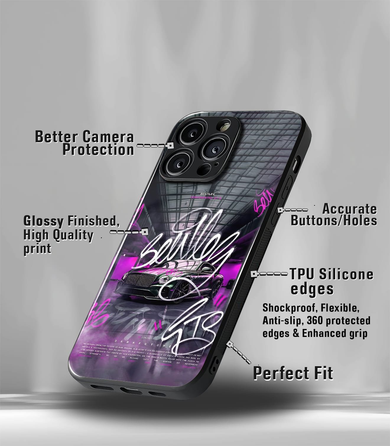 super car automotive premium glossy phone case compatible for every phone models.